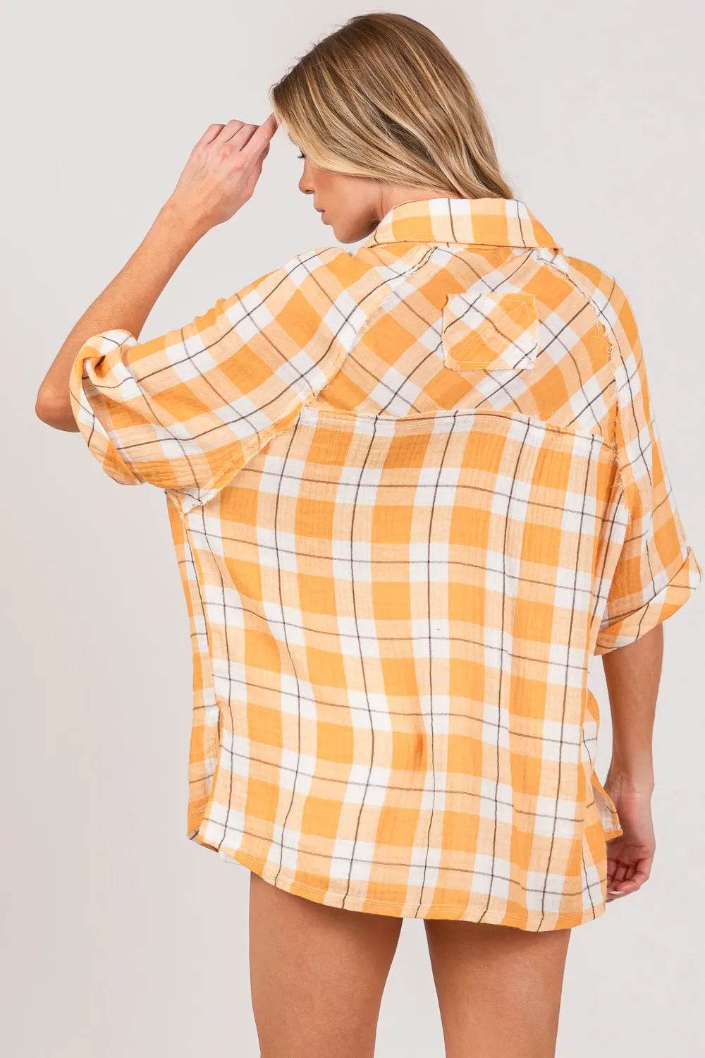 SAGE + FIG Plaid Button Up Side Slit Shirt Trendsi a1bf8bd7-79ed-41af-9b22-c24751a14759-Max