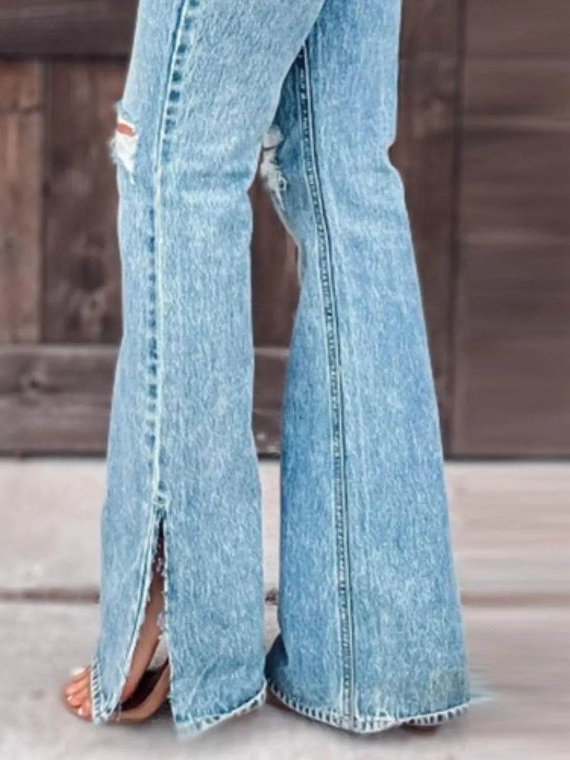 Distressed Slit Bootcut Jeans Trendsi a20cc205-c80c-4e01-91b2-137f011a8380-Max-Origin