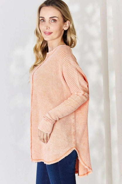 Zenana Oversized Washed Waffle Long Sleeve Top Trendsi a214e8a7-053c-469c-88cf-3f34d37c42bb-Max