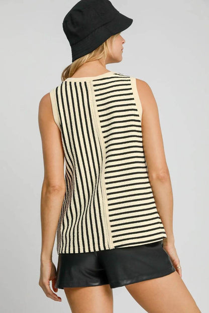 Umgee Round Neck Texture Striped Tank Trendsi a22a9aee-886a-439b-a9d9-31e9da908106-Max