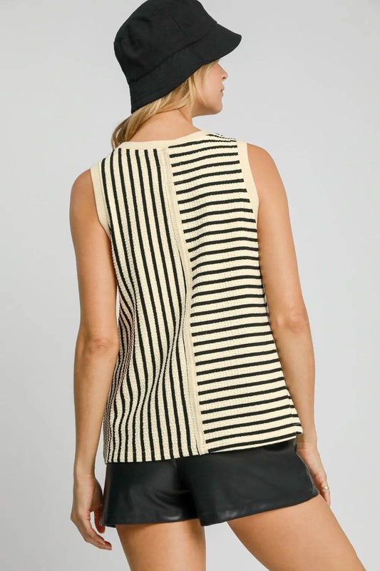 Umgee Round Neck Texture Striped Tank Trendsi a22a9aee-886a-439b-a9d9-31e9da908106-Max