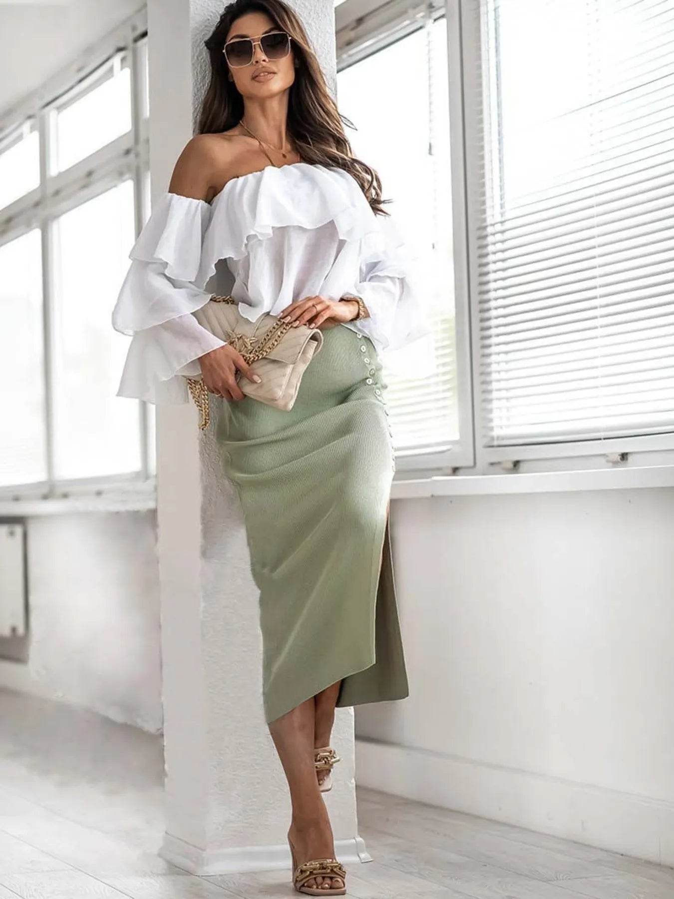 Slit Elastic Waist Skirt Trendsi a29d0a90f1314c7f9ba1ccfb591c9a4e-Max-Origin