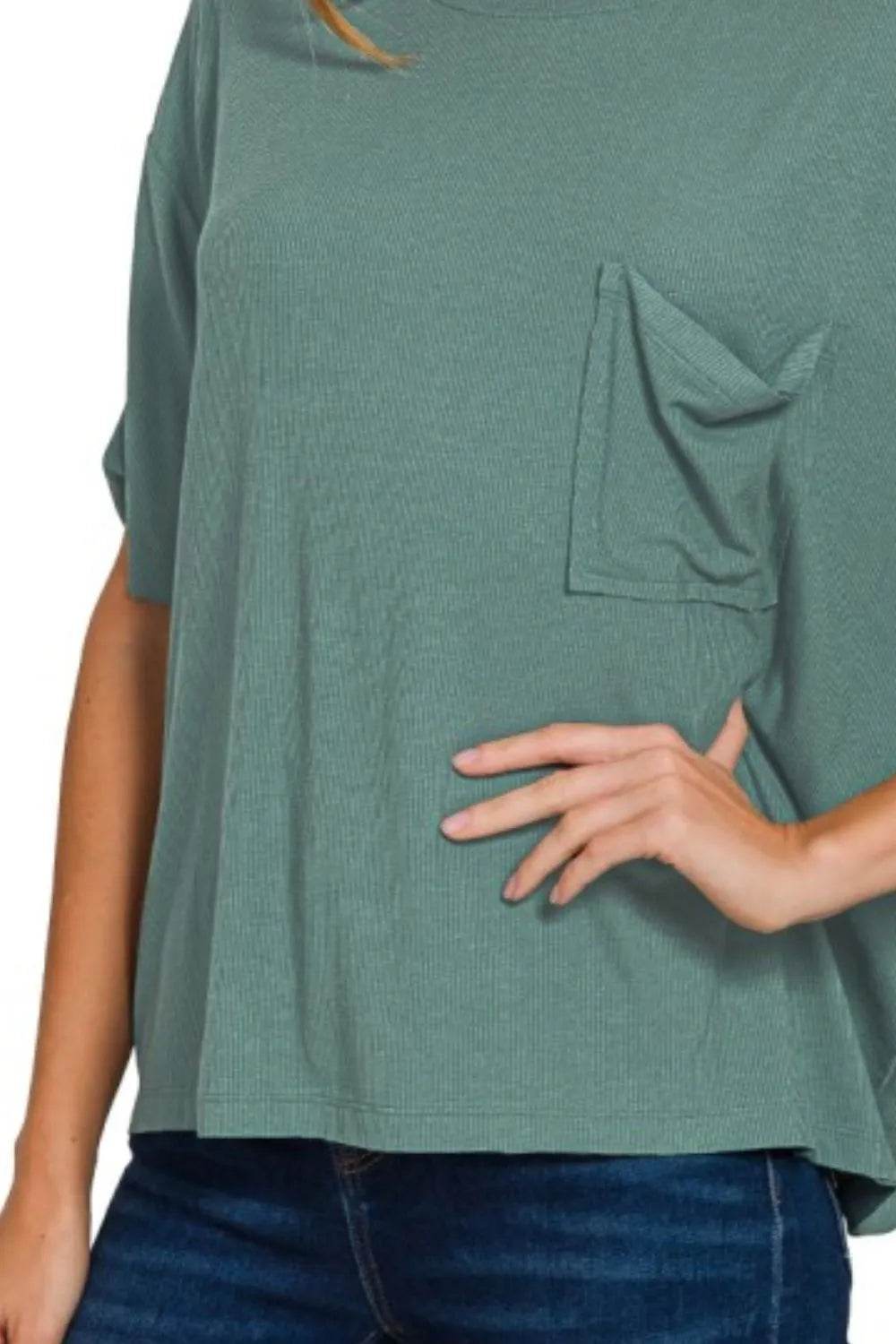 Zenana Oversized Ribbed Round Neck Short Sleeve Tee Trendsi a2b3f27c-2d58-40b7-96ca-ac38ef568b6d-Max-Origin