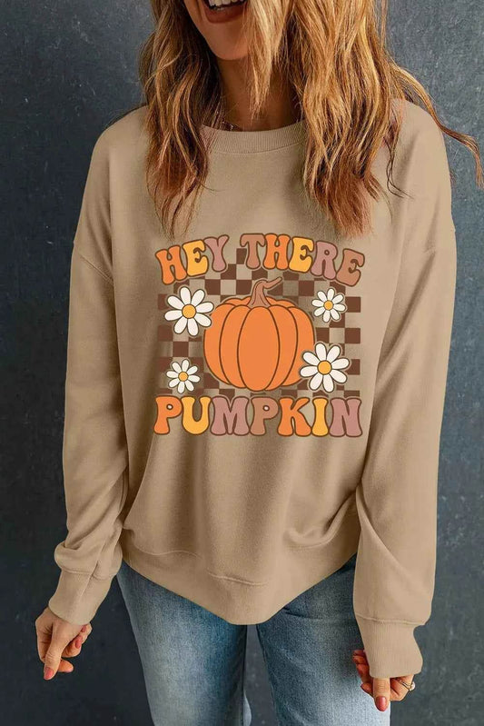 Pumpkin Graphic Long Sleeve Sweatshirt Khaki Trendsi a2bdcd28-a133-4c0c-8f88-8243f809be6a-Max