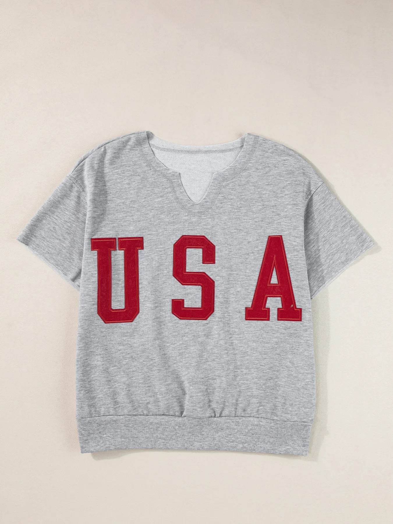 USA Lettering Patch Notched Neck T-Shirt Trendsi a340540f492044fc9087d64b0589cd86-Max-Origin
