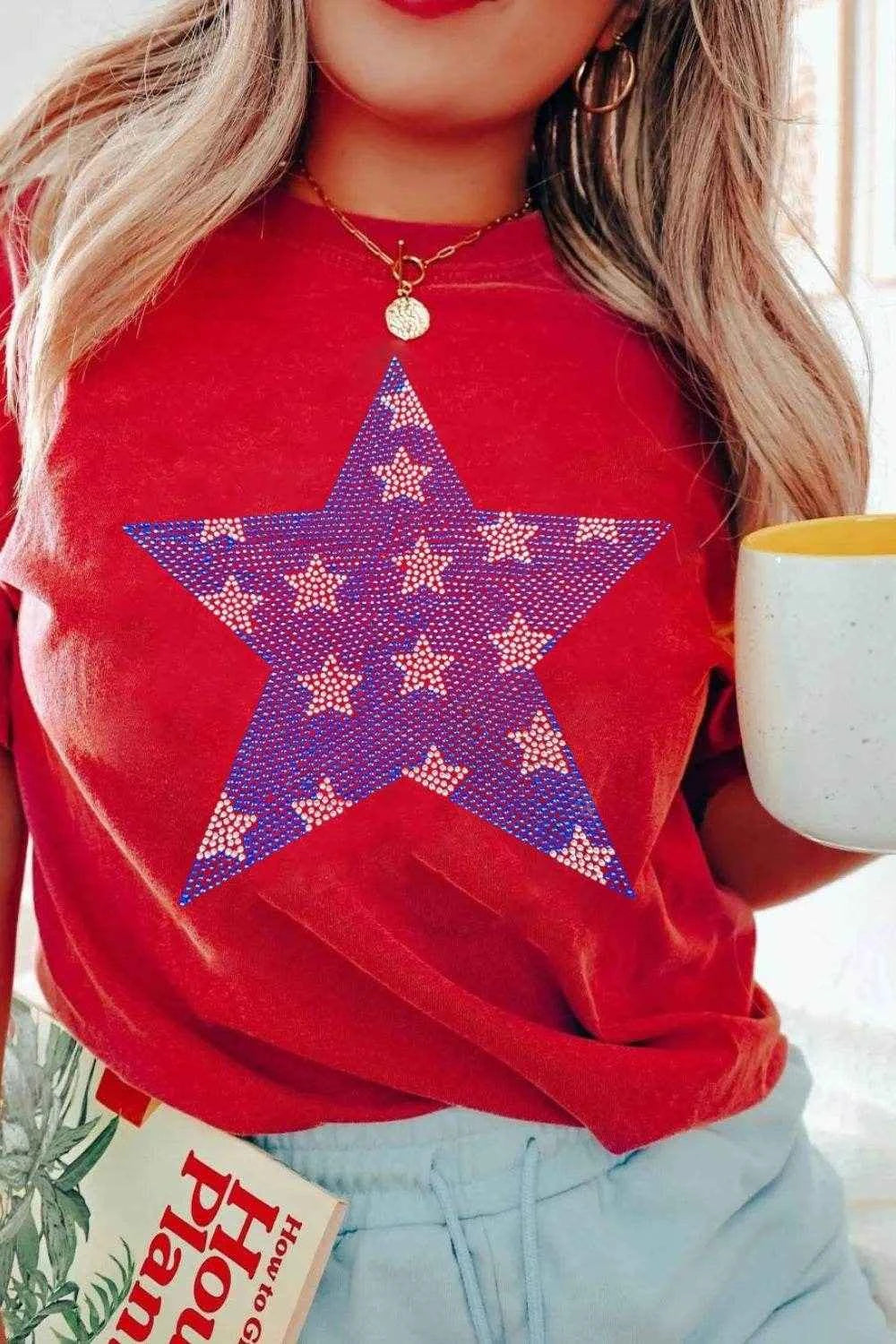 Patriotic Star Round Neck T-Shirt Trendsi a34488f2-9468-4194-932d-5223837a87f7-Max-Origin