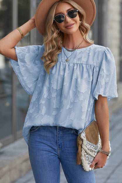 Round Neck Puff Sleeve Blouse Pastel Blue Trendsi a3780622301d443da8872fc671e566f5-Max