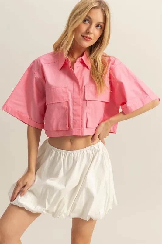 HYFVE Front Pockets Poplin Collared Neck Crop Shirt Burnt Coral Trendsi a37b5f95-b579-4b47-b6fc-7b826d2c45be-Max