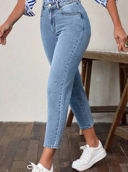 High Waist Jeans with Pockets Trendsi a391cf8c-daa5-433b-abf1-d9d3ce7782c2-Max