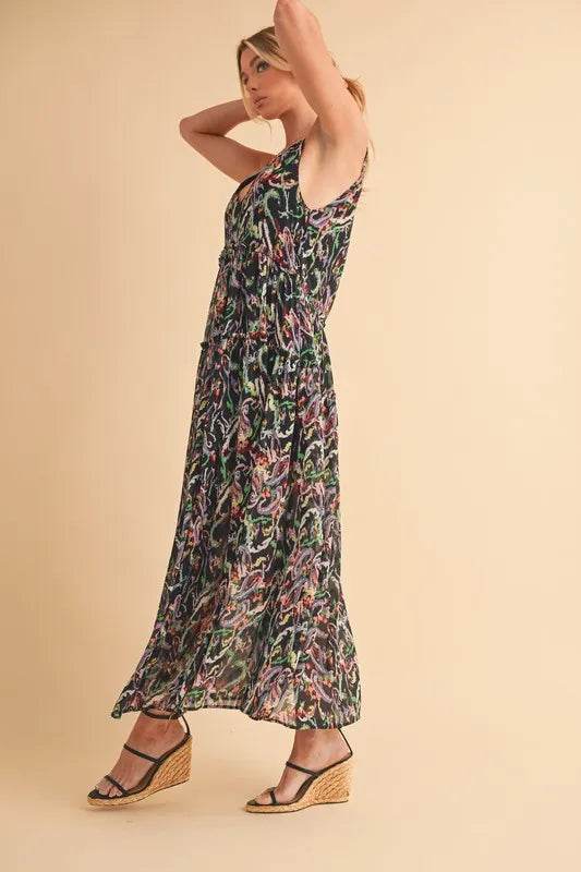 Aemi + Co Printed V-Neck Frill Tiered Cami Dress Trendsi a3a7d3e3-f8bc-4af4-b1c6-c8cbf42ea959-Max