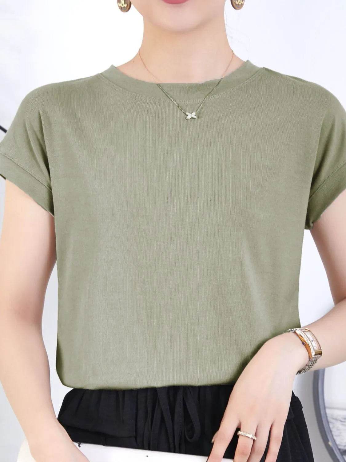 Round Neck Short Sleeve T-Shirt Sage Trendsi a3e04924-5411-46a3-b3c8-282eb2746ada-Max-Origin