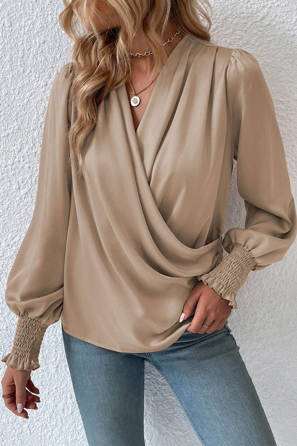 Surplice Neck Lantern Sleeve Blouse Trendsi a43b6b72b8de4803bb28736aa99225d5-Max