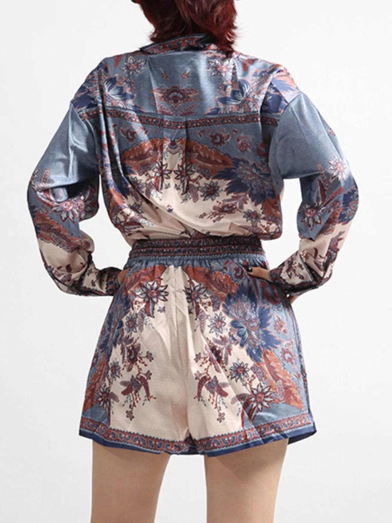 Printed Button Front Long Sleeve Shirt and Shorts Set Trendsi a4406451-cbd4-4fb6-beac-4b779fb4940d-Max-Origin