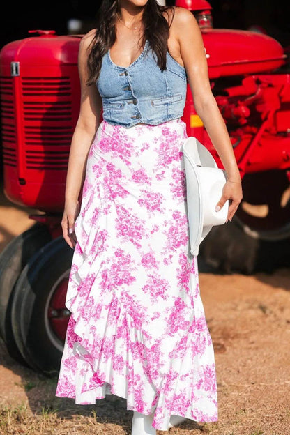 Boho Floral High Waist Ruffle Split Maxi Skirt Trendsi a4687c8f-7726-4205-9682-49fc9073289d-Max-Origin