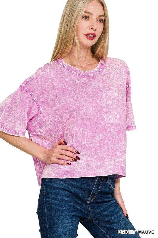 Zenana Acid Crinkle-Washed Oversized T-Shirt BRIGHT MAUVE Trendsi a493cc4535354c5b955178328b483b19-Max-Origin
