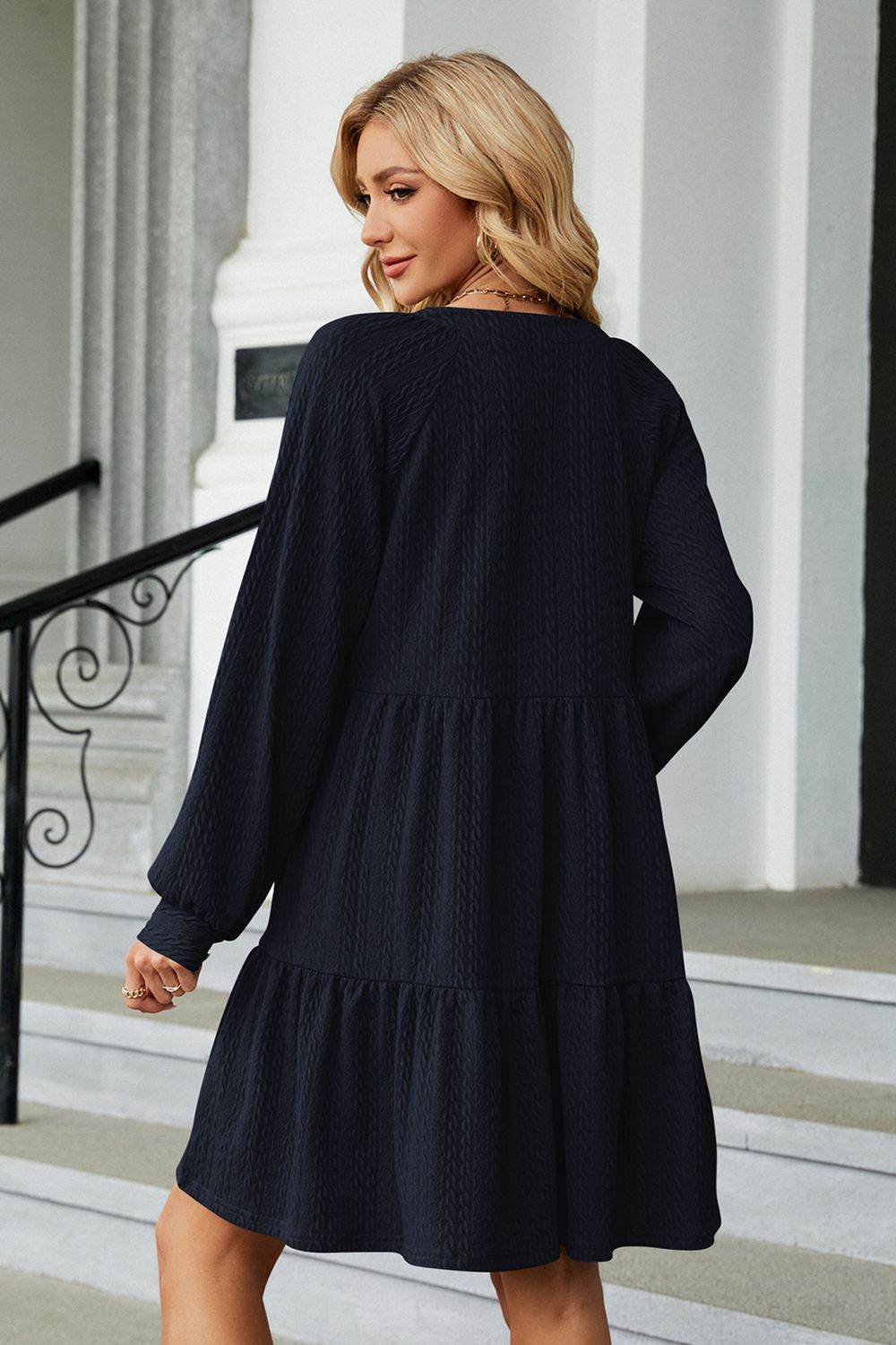 Notched Neck Long Sleeve Mini Dress Trendsi a4be9ba1ca3c4e05b462d078b6a12294-Max