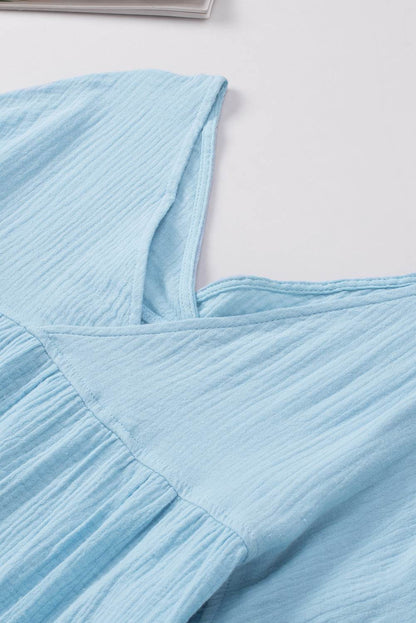 Dropped Shoulder V-Neck Blouse Trendsi a4d22baf97a64c04a1a0551aa549103a-Max