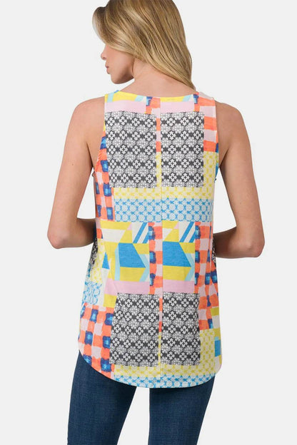 Zenana Printed Round Neck Curved Hem Tank Trendsi a4f56acc-6b8f-4091-855a-9b2a1b30d536-Max