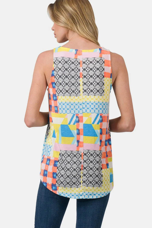 Zenana Printed Round Neck Curved Hem Tank Trendsi a4f56acc-6b8f-4091-855a-9b2a1b30d536-Max