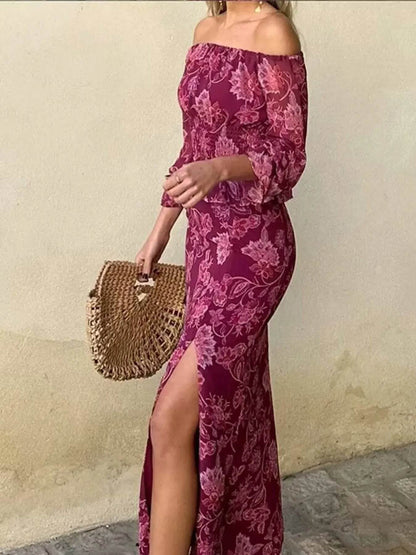 Printed Flounce Sleeve Top and Slit Skirt Set Trendsi a51208d9-458a-4e16-8c52-630222757993-Max-Origin
