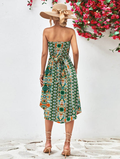 Printed Strapless Tie Belt Dress Trendsi a5217be799bf4753a4209416e77e2b13-Max