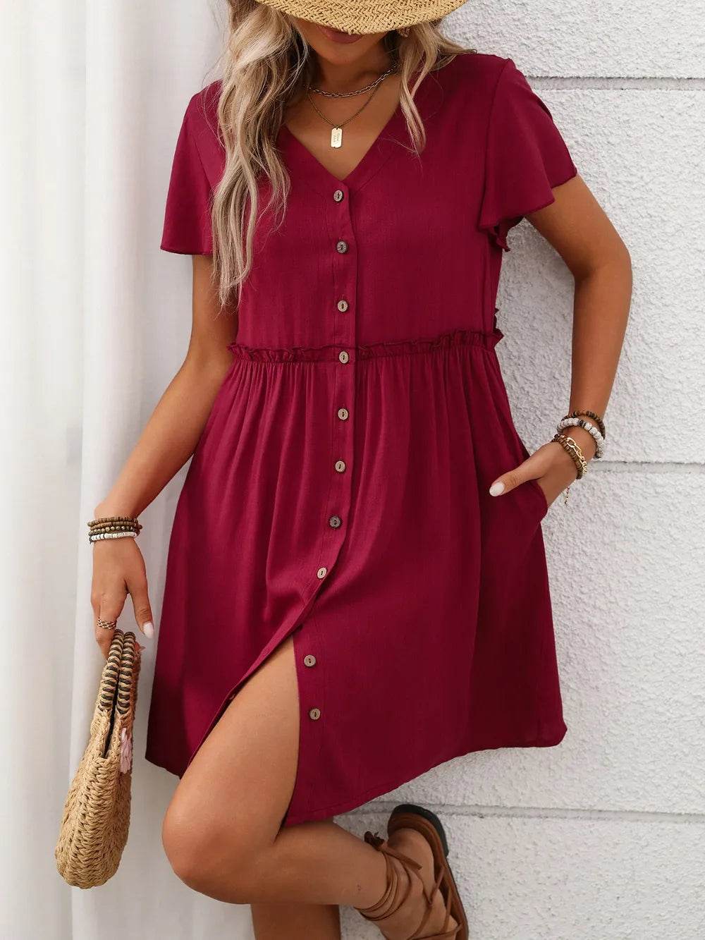 Button Front Flutter Sleeve Dress Trendsi a5ca9e26-3223-4918-86cd-071b96939a77-Max