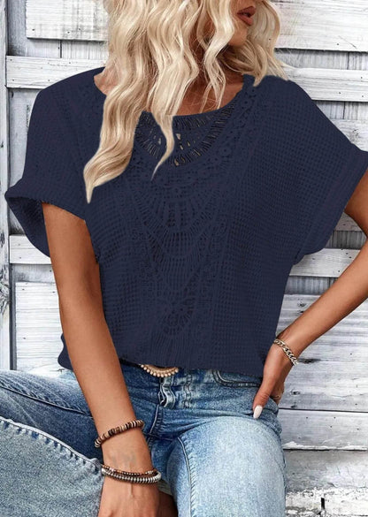 Crochet Lace Short Sleeve Casual T-Shirt Trendsi a61e4136-a0bc-4c57-9d1a-08f589789c24-Max-Origin