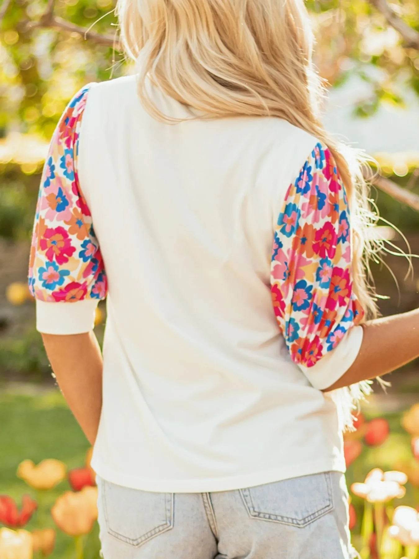 Floral Puff Sleeve Round Neck T-Shirt Trendsi a67f63e0-a150-483e-8206-5e75d00c91b2-Max-Origin