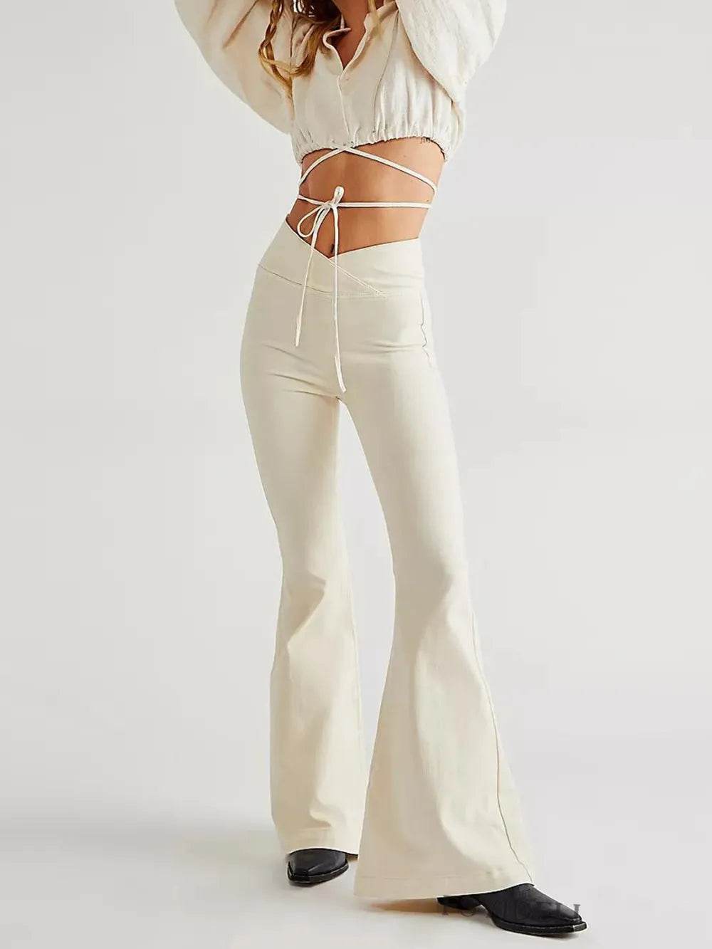 Asymmetric Waist Flare Jeans Cream Trendsi a68de946-b757-44a3-bab5-c99f7acafc7f-Max