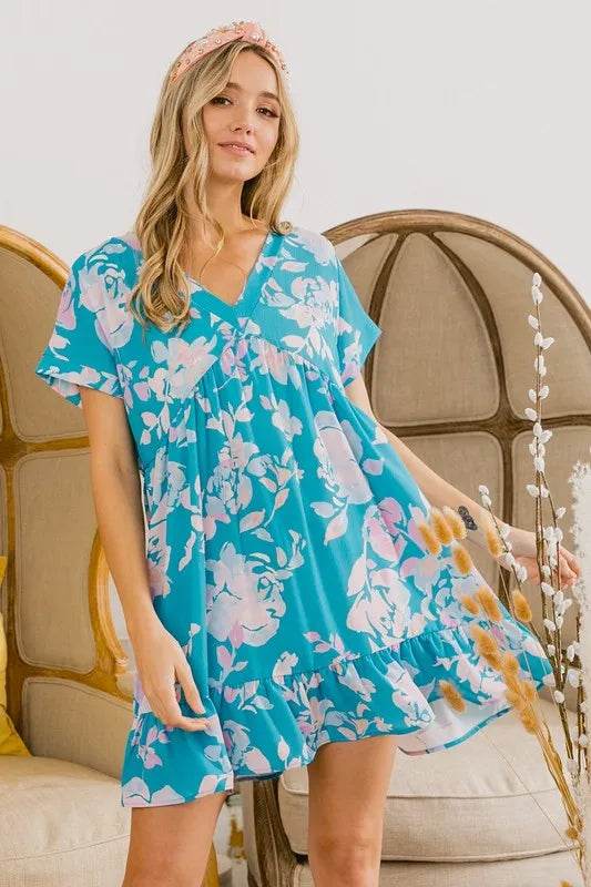BiBi Floral Crinkle Shirred Ruffle Detail V Neck Dress Trendsi a698afc065294ca6827c714258a2cc37-Max-Origin