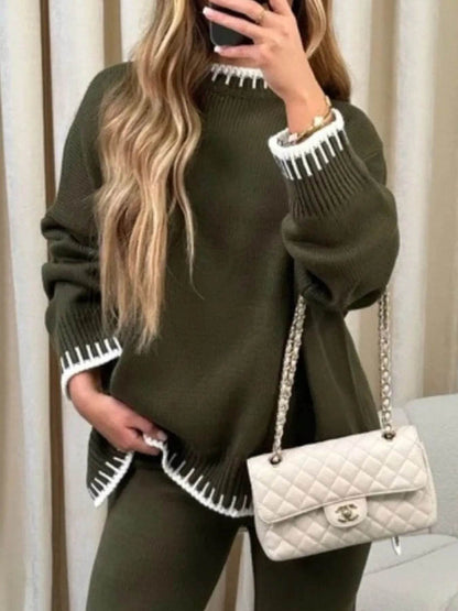 Contrast Trim Round Neck Top and Pants Sweater Set Military Green Trendsi a6e43c3a-a75f-4ca3-b085-ed7bbaa5be75-Max-Origin