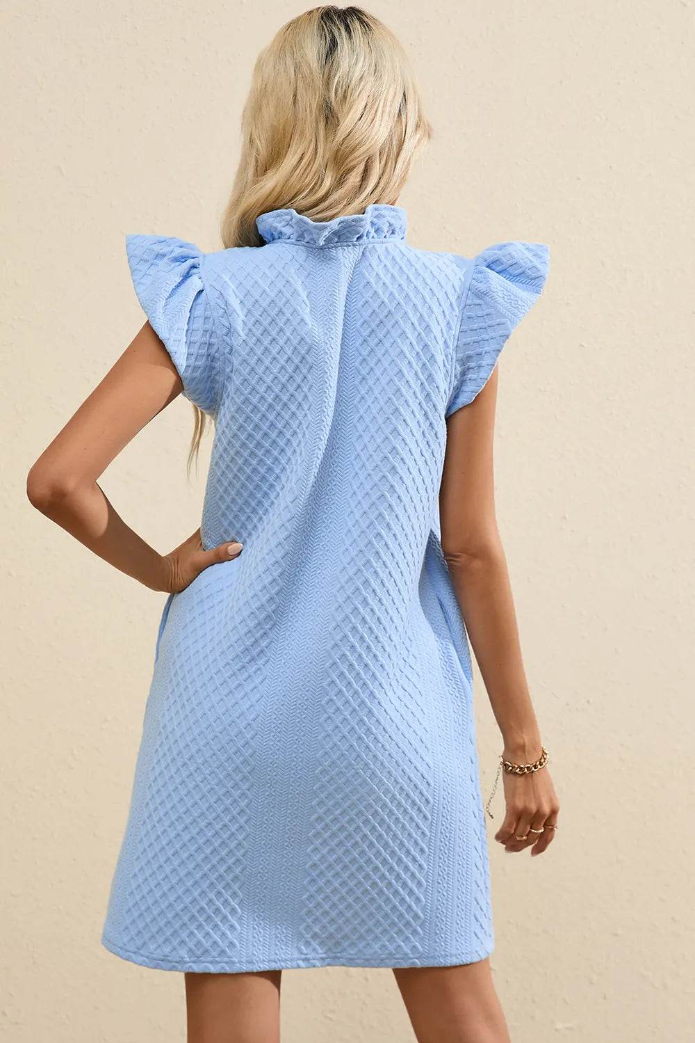 Ruffled V-Neck Cap Sleeve Mini Dress Trendsi a71788a9-5528-4fae-81fe-cce2fa2e281d-Max
