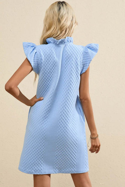 Ruffled V-Neck Cap Sleeve Mini Dress Trendsi a71788a9-5528-4fae-81fe-cce2fa2e281d-Max
