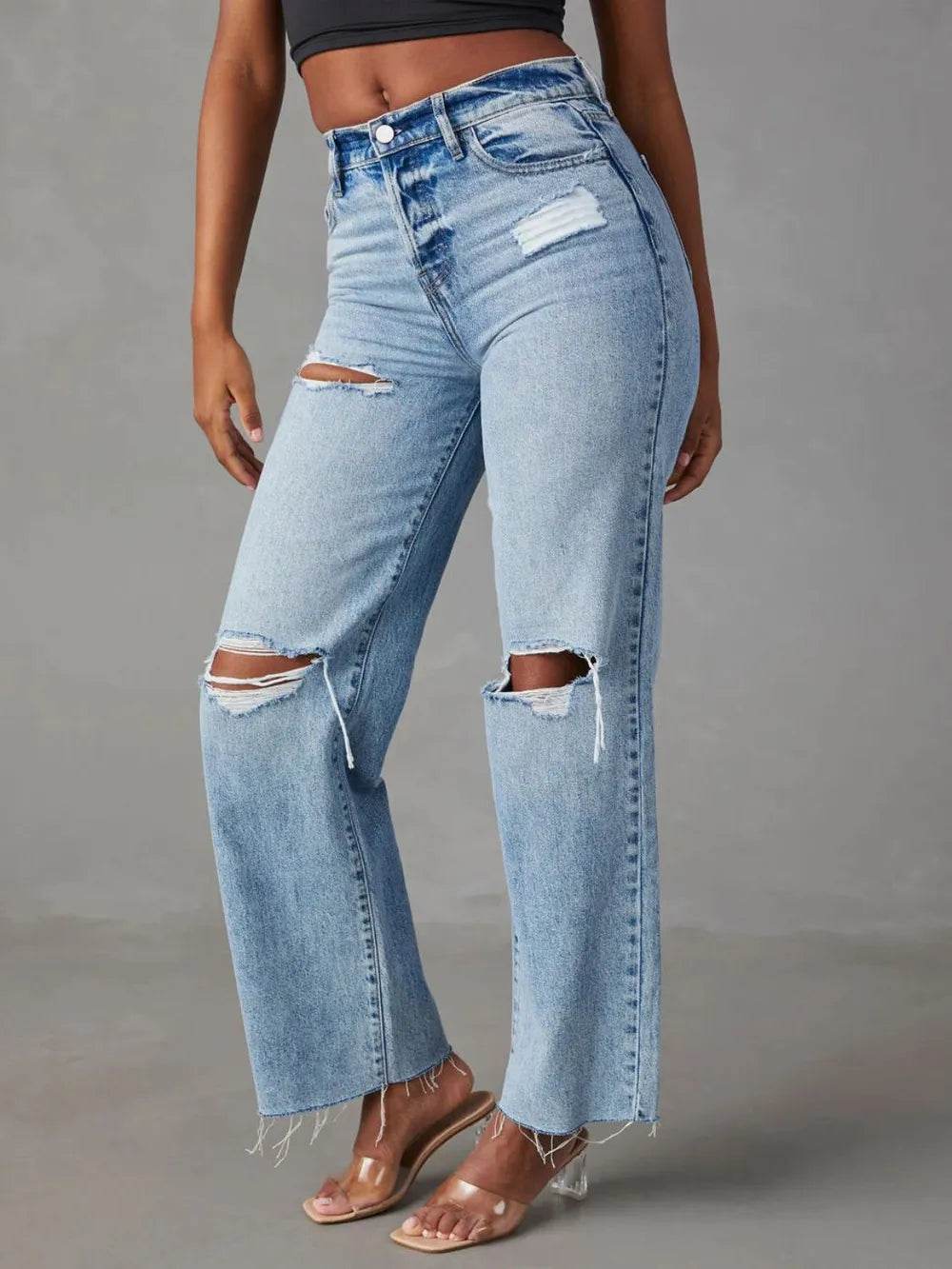 Distressed Straight Leg Jeans with Pockets Trendsi a79110ed-5ac0-44f7-986e-39d81f087fd9-Max