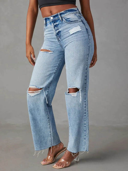 Distressed Straight Leg Jeans with Pockets Trendsi a79110ed-5ac0-44f7-986e-39d81f087fd9-Max