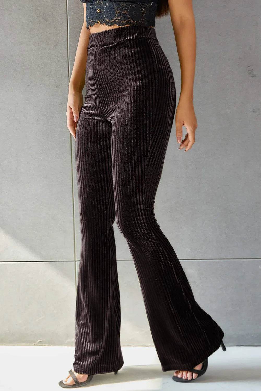 Ribbed High Waist Flare Pants Trendsi a7aa369f-8958-4a13-bdea-6e4797c28998-Max