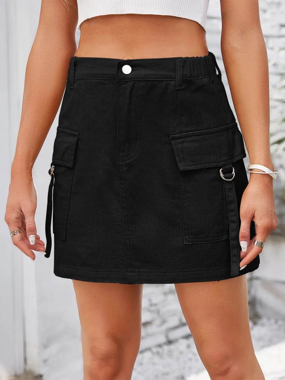 Pocketed Buttoned Denim Skirt Trendsi a7b87a7c-c241-429e-b4c1-db529d9e179d-Max