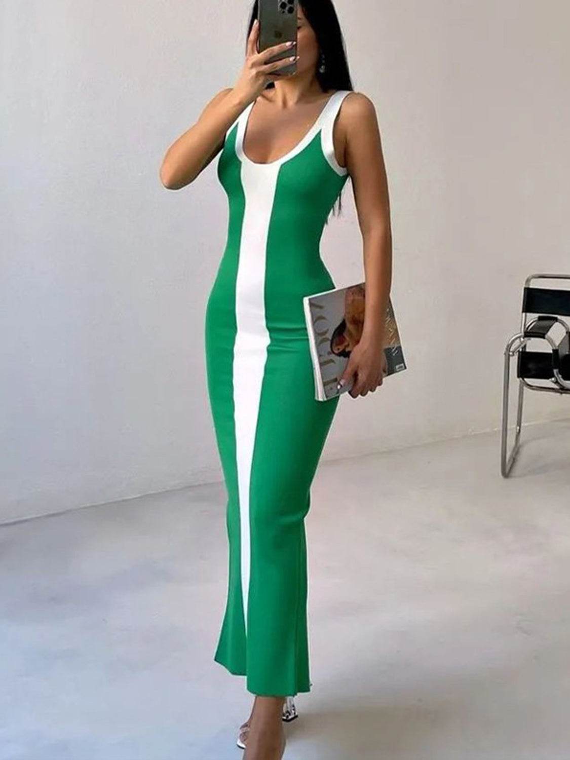 Contrast Wide Strap Slit Midi Dress Trendsi a7e8b6a12d254d409173a3c50dbba391-Max