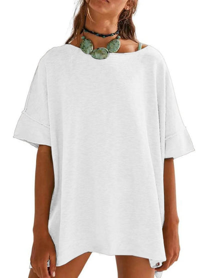 Oversized Round Neck Drop-Shoulder T-Shirt White Trendsi a8199d5e0f11434787e5ef8717267273-Max-Origin