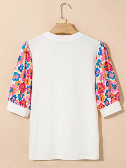 Floral Puff Sleeve Round Neck T-Shirt Trendsi a82a8862-e9b4-4cca-b971-e45fb812d64a-Max-Origin