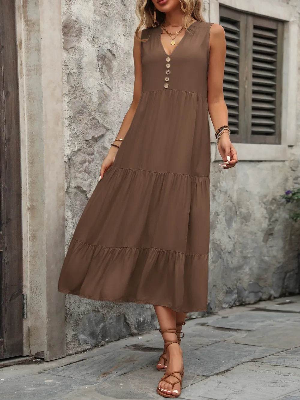 Ivy Lane Decorative Button Notched Sleeveless Dress Trendsi a83c2651-e41f-4137-a5de-c40cf7917350-Max