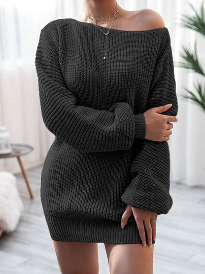 Rib-Knit Mini Sweater Dress Black Trendsi a85c1cdbb53a4d0dba4b4b07d9e9bbf9-Max