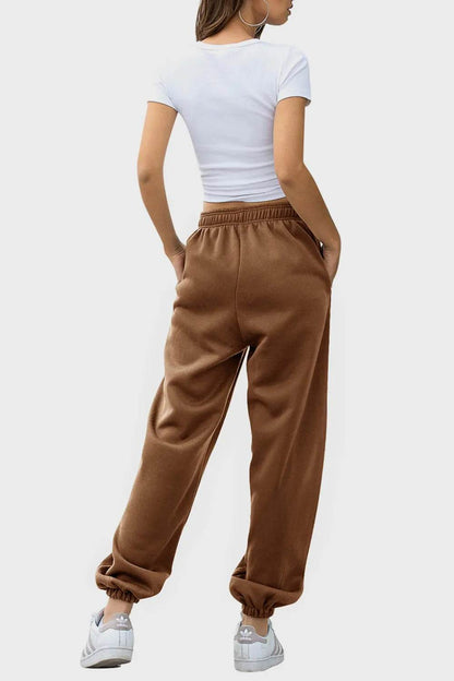 Elastic Waist Joggers with Pockets Coffee Brown Trendsi a8644ec3-36e0-4890-94e2-15b4252ca94c-Max