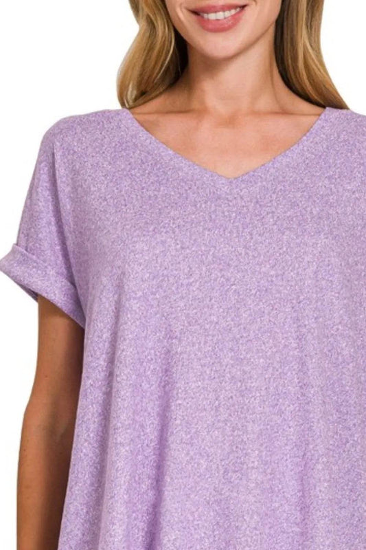 Zenana Soft Melange Hacci V-neck Tee Trendsi a87f38ae-e149-4463-87d5-3a9cef971191-Max-Origin