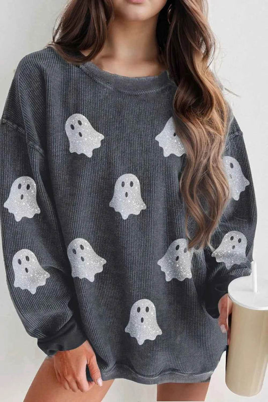 Glitter Ghost Round Neck Long Sleeve Sweatshirt Dark Gray Trendsi a89ac295-43b5-4899-8faf-4ce7e6d67d07-Max