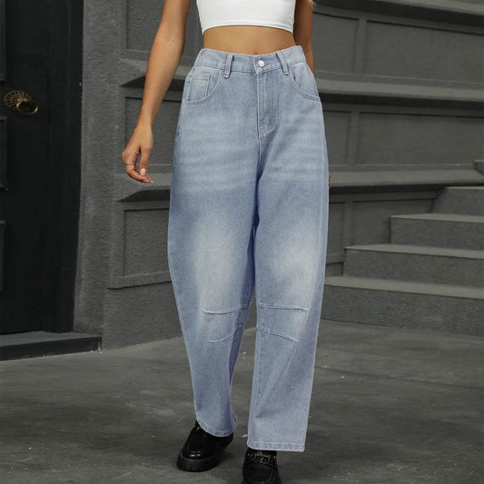 Half Elastic Waist Straight Leg Jeans Trendsi a8b53f1f321e4d75b909869d86016456-Max