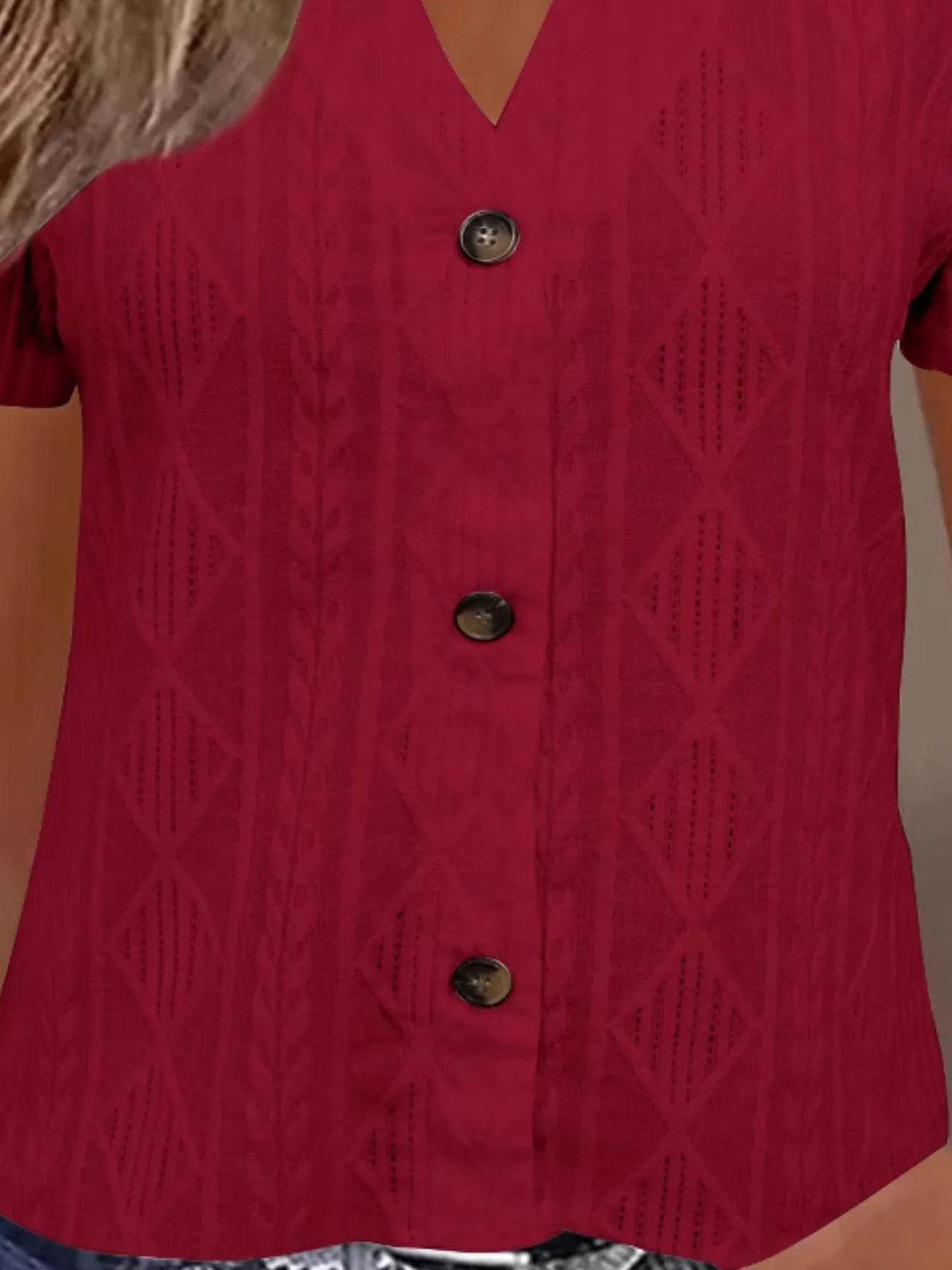 Textured Notched Short Sleeve Blouse Trendsi a8cdd874-ae3f-4e9b-8c72-72315c6be4ac-Max-Origin