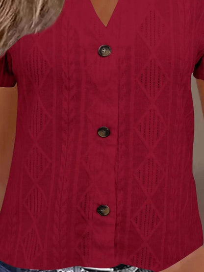 Textured Notched Short Sleeve Blouse Trendsi a8cdd874-ae3f-4e9b-8c72-72315c6be4ac-Max-Origin