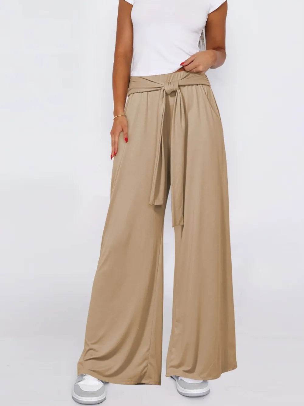 Tied Wide Leg Pants with Pockets Trendsi a92d9fe3-0dd2-4510-8d00-170abbc4f8ce-Max