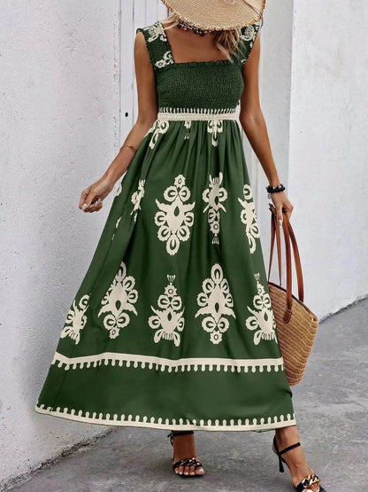 Smocked Printed Wide Strap Maxi Dress Dark Green Trendsi a960fd34-738c-4522-a675-322714440535-Max-Origin